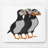 Drie Schattige Puffin Permanent Cartoon Muismat (Voorkant)
