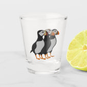Drie Schattige Puffin Permanent Cartoon Shot Glas (Voorkant)