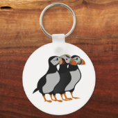 Drie Schattige Puffin Permanent Cartoon Sleutelhanger (Voorkant)
