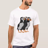 Drie Schattige Puffin Permanent Cartoon T-shirt (Voorkant)