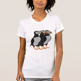 Drie Schattige Puffin Permanent Cartoon T-shirt