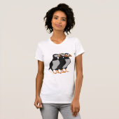 Drie Schattige Puffin Permanent Cartoon T-shirt (Voorkant volledig)