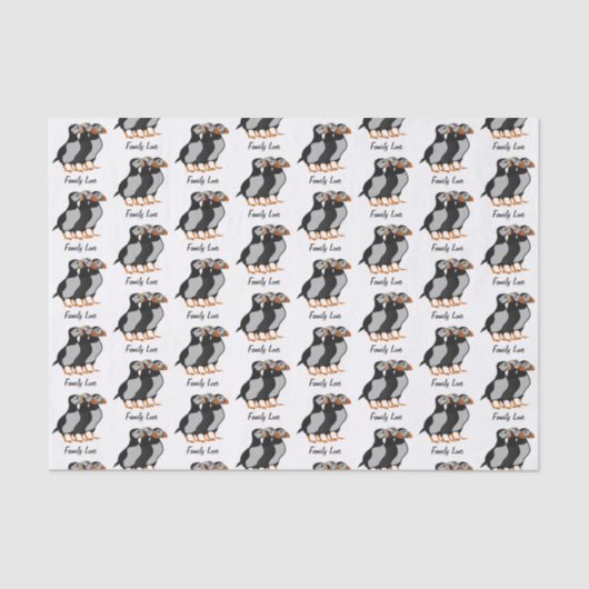 Drie Schattige Puffin Permanent Cartoon Tissuepapier (Voorkant)