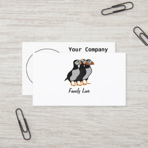 Drie Schattige Puffin Permanent Cartoon Visitekaartje