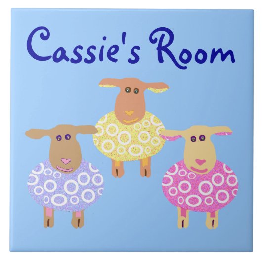 Drie schattige schapen Kamer teken Tegeltje (Voorkant)
