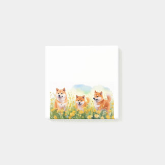 Drie schattige Shiba Inus en paardenbloemen post-i Post-it® Notes