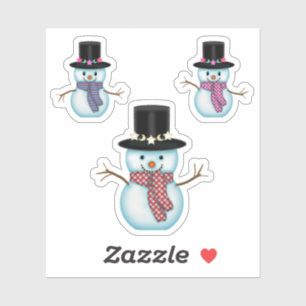Drie schattige sneeuwmannen Kerstvakantie Kunst Sticker