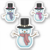 Drie schattige sneeuwmannen Kerstvakantie Kunst Sticker (Voorkant)