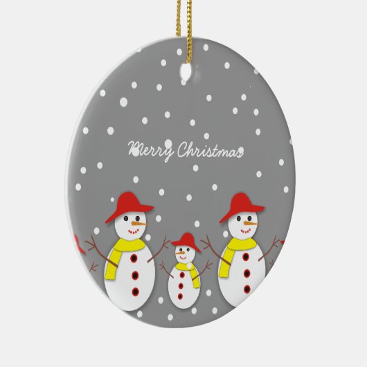 Drie schattige sneeuwpoppen aangepaste kerst ornam keramisch ornament (Rechts)