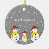 Drie schattige sneeuwpoppen aangepaste kerst ornam keramisch ornament (Voorkant)