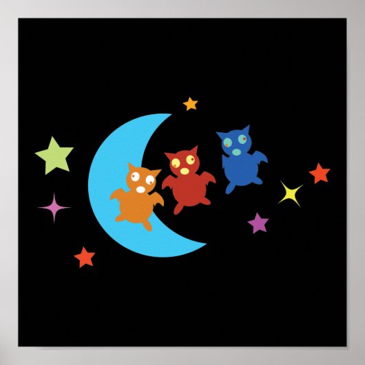 Drie schattige vleermuizen poster (Voorkant)