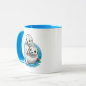 Drie schattige zeehondenbaby's met grote ogen. mok (Voorkant links)