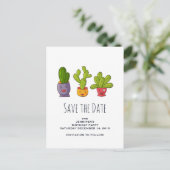 Drie Schattigee cactus in bloempotten Bewaar de da Uitnodiging Briefkaart (Staand voorkant)