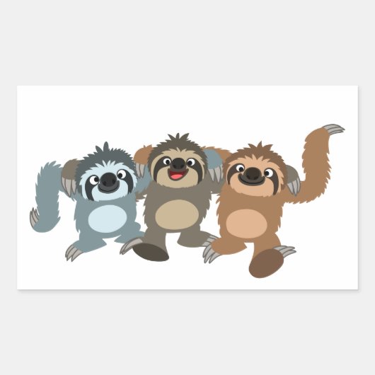 Drie Schattigee Cartoon luiaards Sticker (Voorkant)