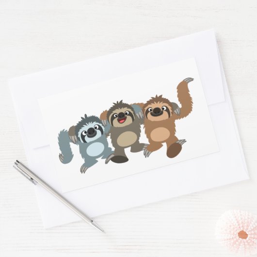 Drie Schattigee Cartoon luiaards Sticker (Envelop)