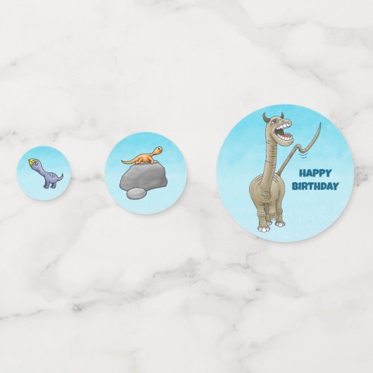 Drie Schattigee dinosaurussen Confetti (Achterkanten)