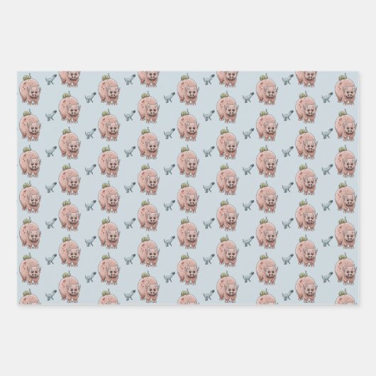 Drie Schattigee Dinosaurussen Inpakpapier Vel (Voorkant 3)