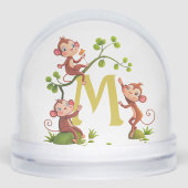 Drie Schattigee geluksapen en een monogram Sneeuwbol (Voorkant)