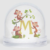 Drie Schattigee geluksapen en een monogram Sneeuwbol (Achterkant)