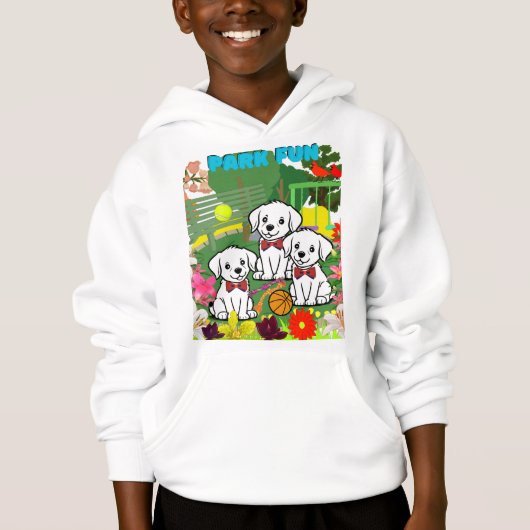 Drie Schattigee Grappige Witte Puppies in Park (Voorkant)