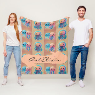 Drie Schattigee Kawaii kwallen Fleece Deken