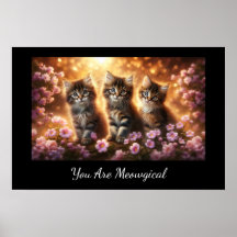 Drie Schattigee Kittens met Pink Flowers