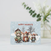 Drie Schattigee kleine muizen op het Boerderij Pre Feestdagenkaart (Staand voorkant)