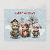 Drie Schattigee kleine muizen op het Boerderij Pre Feestdagenkaart (Voorkant)