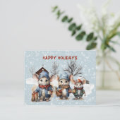 Drie Schattigee kleine muizen op het Boerderij Pre Feestdagenkaart (Staand voorkant)