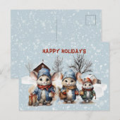 Drie Schattigee kleine muizen op het Boerderij Pre Feestdagenkaart (Voorkant / Achterkant)