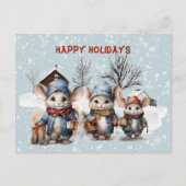 Drie Schattigee kleine muizen op het Boerderij Pre Feestdagenkaart (Voorkant)