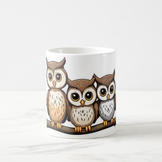Drie Schattigee kleine uil Koffiemok (Center)