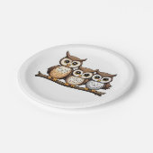 Drie Schattigee kleine uil Papieren Bordje (Gekanteld)