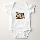 Drie Schattigee kleine uil Romper (Voorkant)