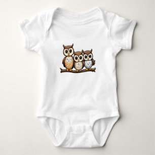 Drie Schattigee kleine uil Romper