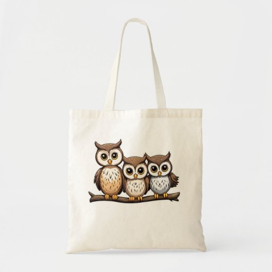 Drie Schattigee kleine uil Tote Bag (Voorkant)