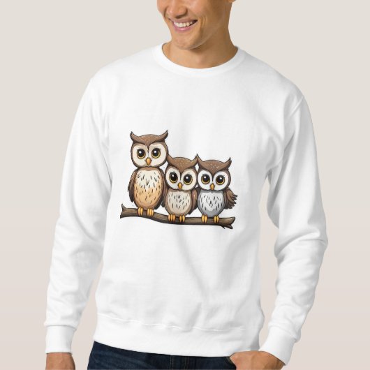 Drie Schattigee kleine uil Trui (Voorkant)