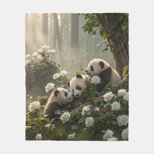 Drie Schattigee panda's Fleece Deken (Voorkant)