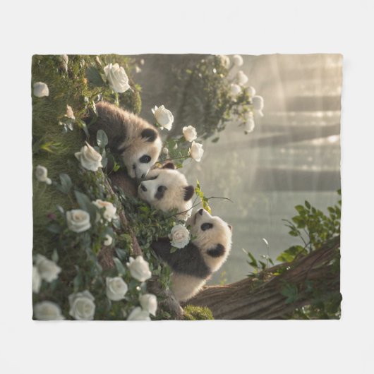 Drie Schattigee panda's Fleece Deken (Voorkant (Horizontaal))