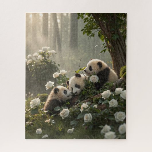 Drie Schattigee panda's Legpuzzel (Verticaal)