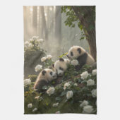 Drie Schattigee panda's Theedoek (Verticaal)