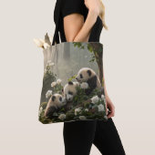 Drie Schattigee panda's Tote Bag (Dichtbij)