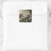 Drie Schattigee panda's Vierkante Sticker (Tas)