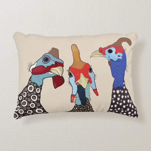 Drie Schattigee parelhoenvogels Accent Kussen (Voorkant)