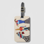 Drie Schattigee parelhoenvogels Bagagelabel (Voorkant (verticaal))