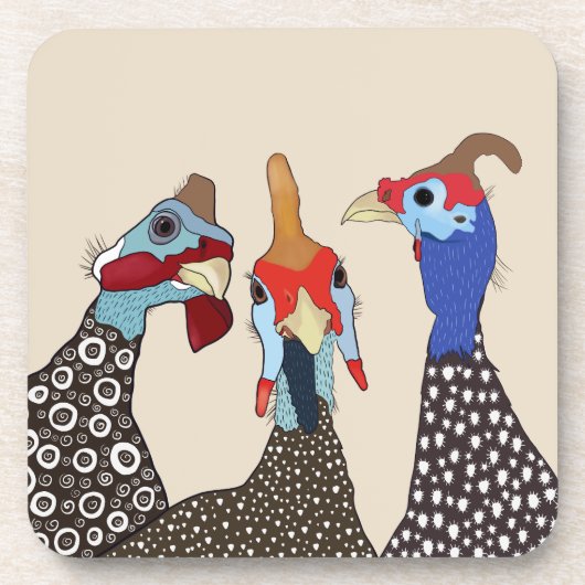 Drie Schattigee parelhoenvogels Bier Onderzetter (Voorkant)
