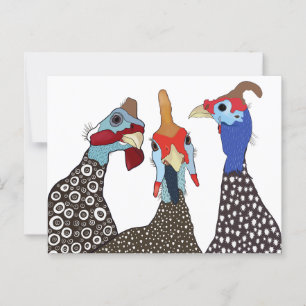 Drie Schattigee parelhoenvogels Briefkaart