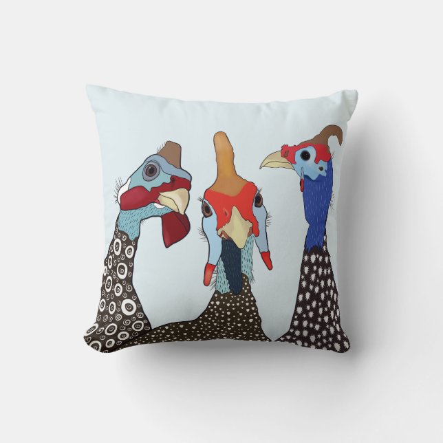 Drie Schattigee parelhoenvogels Kussen (Voorkant)