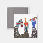 Drie Schattigee parelhoenvogels Magneet (Voorkant / Achterkant)
