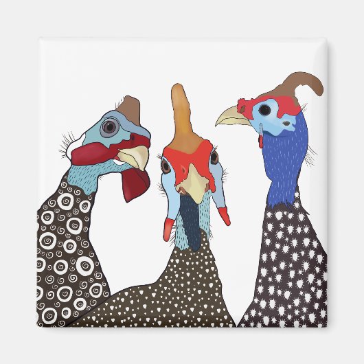 Drie Schattigee parelhoenvogels Magneet (Voorkant)